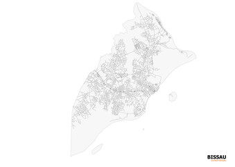 Vector map of Bissau, Guinea-Bissau, showcasing highways and road networks. Clean, modern design ideal for urban planning, infrastructure analysis, or educational purposes.