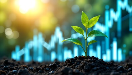 Innovative growth strategy presentation urban garden visual data futuristic ai pitch backdrop