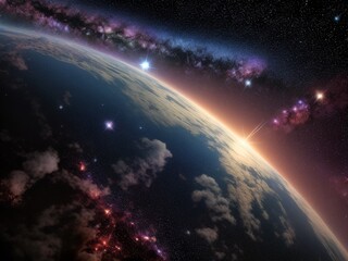 宇宙空間から見る惑星の風景、generative ai