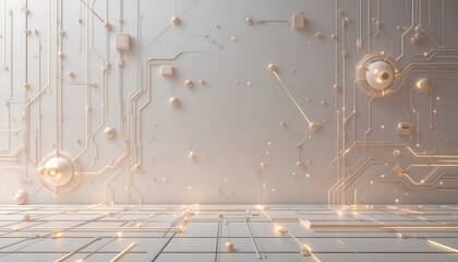Futuristic ai pitch backdrop tech conference digital art innovative space eye-level view technology
