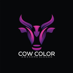 cow head logo design gradient colorful
