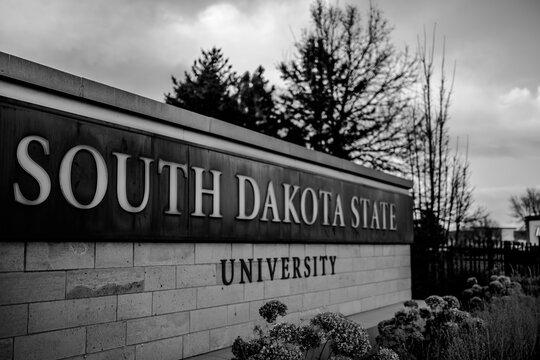 Brookings, South Dakota, USA - 2.1.2025: Entrance sign to South Dakota State University 