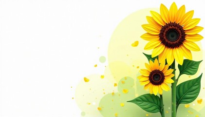Obraz premium Bold graphic sunflowers, vibrant yellow & green, floral, yellow flowers, sunflower pattern