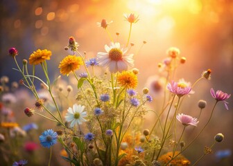 Obraz premium Minimalist Wildflower Bunch, Delicate Botanicals, Simple Floral Arrangement, Nature Photography