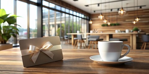 Modern Coffee Shop Gift Card Mockup: Clean Minimalist Design