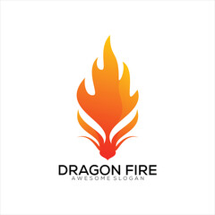 dragon with fire logo simple design gradeint color