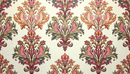 Intricate floral damask pattern in elegant muted tones , subtle, refined