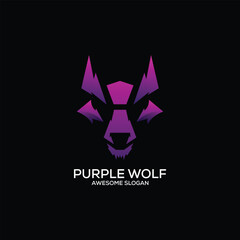 Obraz premium purple wolf logo design gradient colorful