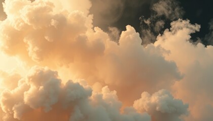 Expansive cloudscape at dawn with a golden light filter embracing the atmosphere