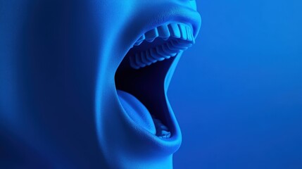 Abstract Blue Mouth Scream, Conceptual Art