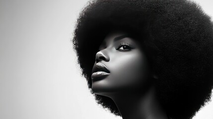 Monochromatic Portrait of a Black Woman with an Afro