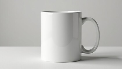 Fototapeta premium Large capacity white mug, slightly textured surface, detail, textured