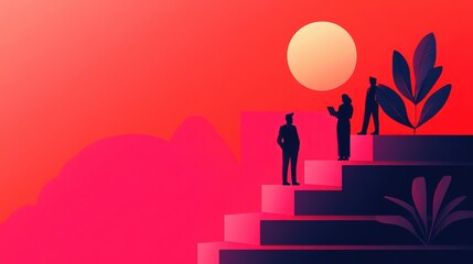 Business Team Reaching the Top  Strategic Growth and Success Concept