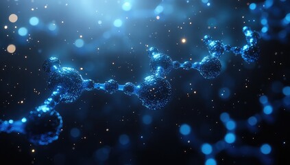 Blue Molecular Chain with Abstract Background.