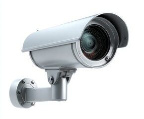Silver Outdoor Surveillance Camera on White
