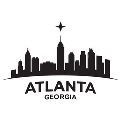 Obraz premium Atlanta Georgia skyline silhouette. Black Atlanta city design Vector Black silhouettes. with white background