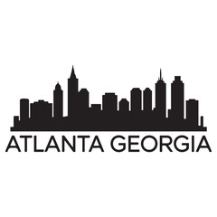 Fototapeta premium Atlanta Georgia skyline silhouette. Black Atlanta city design Vector Black silhouettes. with white background