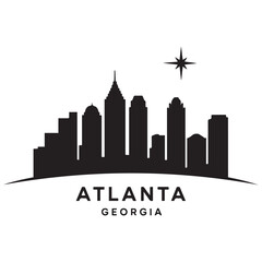 Naklejka premium Atlanta Georgia skyline silhouette. Black Atlanta city design Vector Black silhouettes. with white background