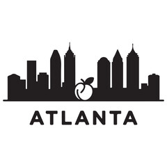 Fototapeta premium Atlanta Georgia skyline silhouette. Black Atlanta city design Vector Black silhouettes. with white background