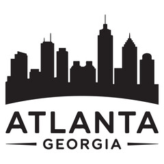 Fototapeta premium Atlanta Georgia skyline silhouette. Black Atlanta city design Vector Black silhouettes. with white background