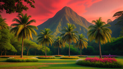 palm trees at sunset