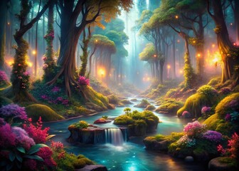 Fototapeta premium Surreal Dreamscape: Enchanting Beauty of a Magical Forest