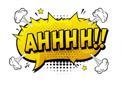Comic explosion bubble with ahhh text isolated on white background