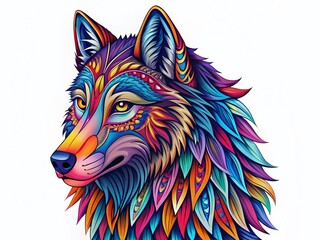 Tribal Wolf Hand-Drawn Logo Mascot Illustration - Native American Style Animal Graphic