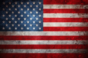 Naklejka premium Distressed and Textured American Flag Illustration with Worn Patriotic Charm