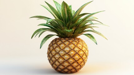 Fototapeta premium Vibrant Ripe Pineapple Closeup Studio Shot, Tropical Fruit Still Life Photography