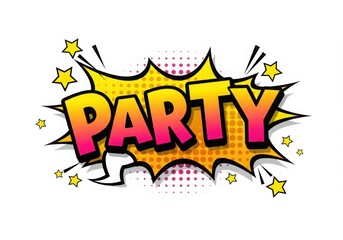 Party text in comic style isolated on white background