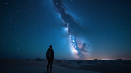 Obraz premium Celestial Solitude: A Traveler's Connection