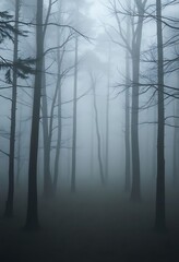 Obraz premium foggy forest filled with lots of trees