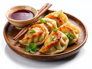 Vintage Retro Fried Gyoza Dumplings Bento Box Clipart Set - Asian Food Illustration
