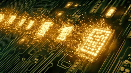 Obraz premium Data stream circuit board flow