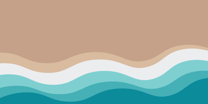 Sea waves layer vector background illustration. Sea beach vector illustration.