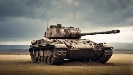 "Isolated Military Tank Profile on White Background"