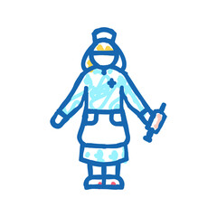 girl wearing doctor costume icon doodle illustration