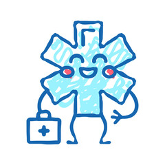 ambulance children first aid icon doodle illustration