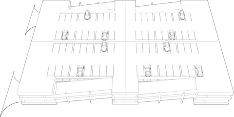 3D illustration of parking facility