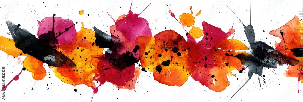 Aufkleber Colorful Abstract Ink Blots Create a Vibrant Background Perfect for Artistic Sketching and Creative Expression in Any Artistic Setting Generative AI