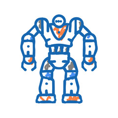 cyborg robot icon doodle illustration