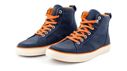 Blue and Orange High-Top Sneakers