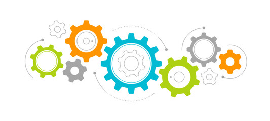 Colorful Interconnected Gears Symbolizing Teamwork