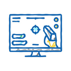 shooter video game icon doodle illustration