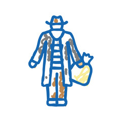 bandit man icon doodle illustration