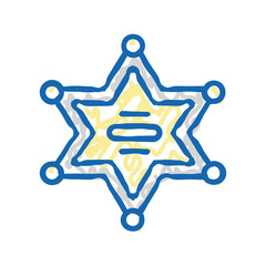 badge sheriff icon doodle illustration