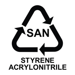 Plastic recycling symbol SAN - STYRENE ACRYLONITRILE, vector illustration