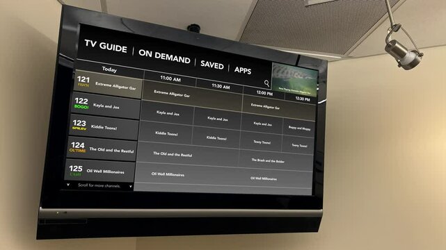 A Generic TV Guide for Cable Channels in Modern Hospital or Hotel Lobby