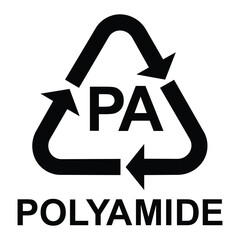 Plastic recycling symbol PA polyamide, vector illustration